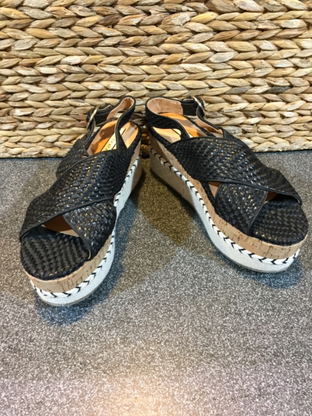 Zara Trafaluc Black Woven Platform Sandals - Picture 12 of 15